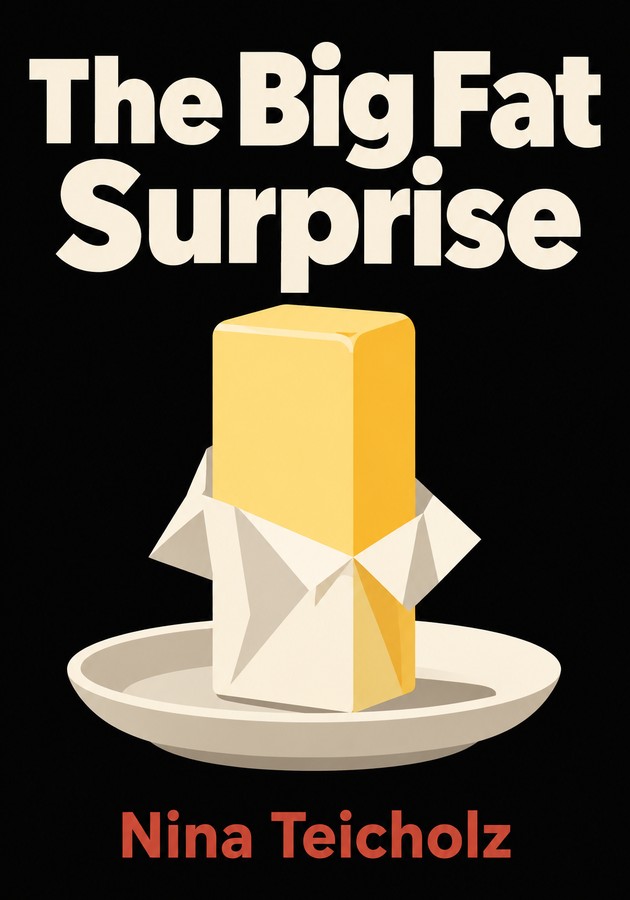 Book cover of The Big Fat Surprise by Nina Teicholz — critical summary review on 12min