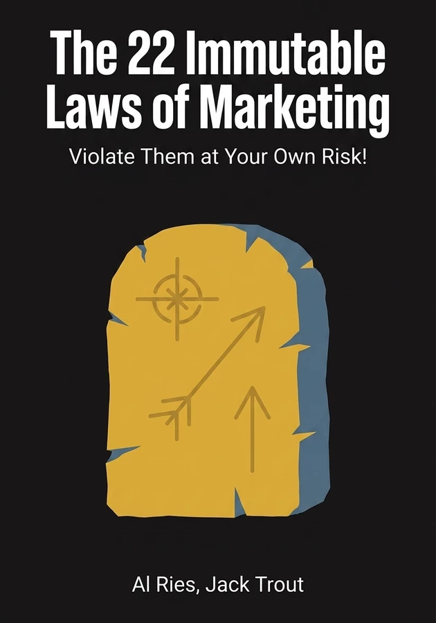 Book cover of The 22 Immutable Laws of Marketing by Jack Trout — critical summary review on 12min