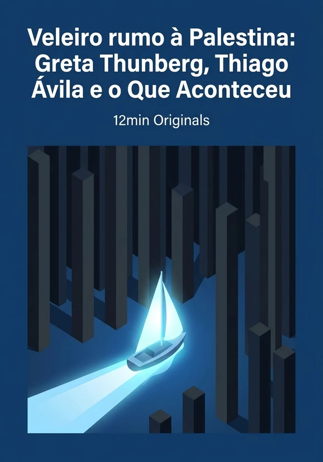 Capa do livro Veleiro rumo à Palestina: Greta Thunberg, Thiago Ávila e o Que Aconteceu, de 12min Originals — resumo e resenha crítica no 12min