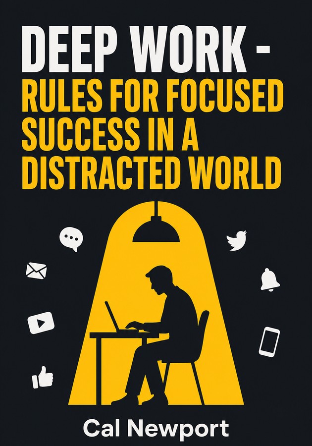 Capa do livro Deep Work - Rules for Focused Success in a Distracted World, de Cal Newport — resumo e resenha crítica no 12min