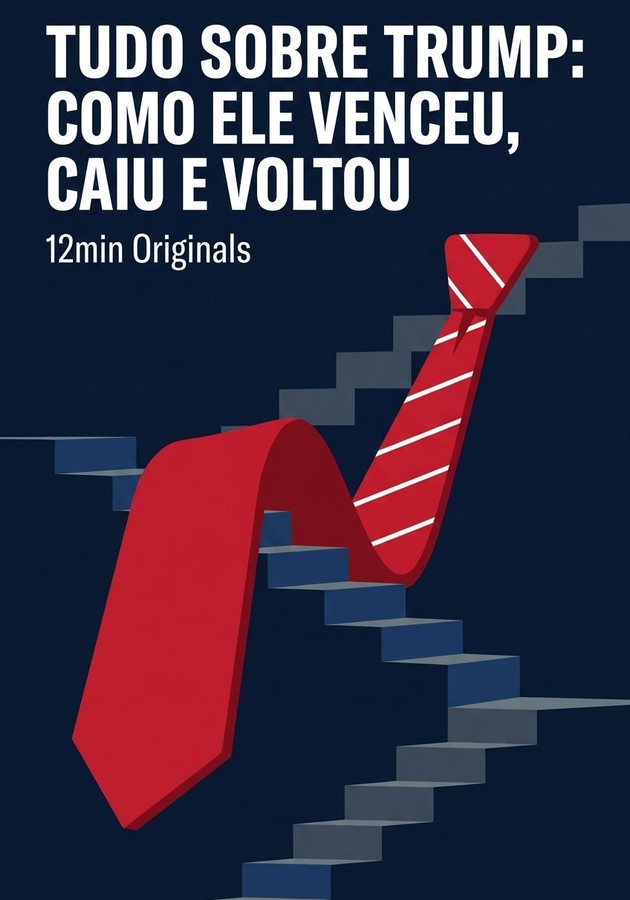 Capa do livro Tudo sobre Trump: como ele venceu, caiu e voltou, de 12min Originals — resumo e resenha crítica no 12min