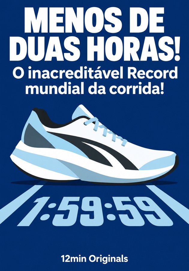 Capa do livro MENOS DE DUAS HORAS! O inacreditável Record mundial da corrida! , de 12min Originals — resumo e resenha crítica no 12min