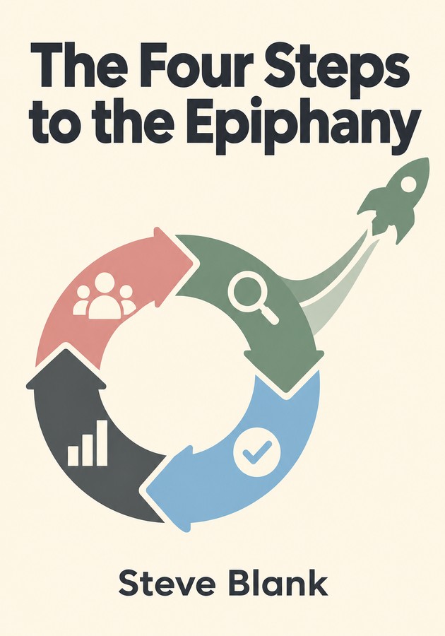 Book cover of The Four Steps to the Epiphany by Steve Blank — critical summary review on 12min