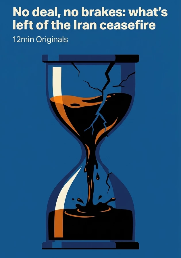 Book cover of No deal, no brakes: what's left of the Iran ceasefire by 12min Originals — critical summary review on 12min