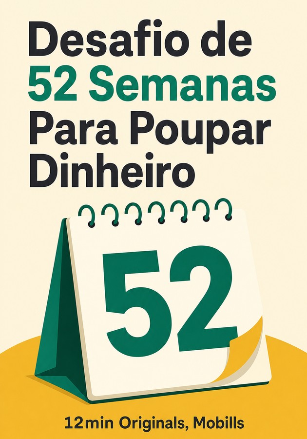 Capa do livro Desafio de 52 Semanas Para Poupar Dinheiro, de Mobills — resumo e resenha crítica no 12min
