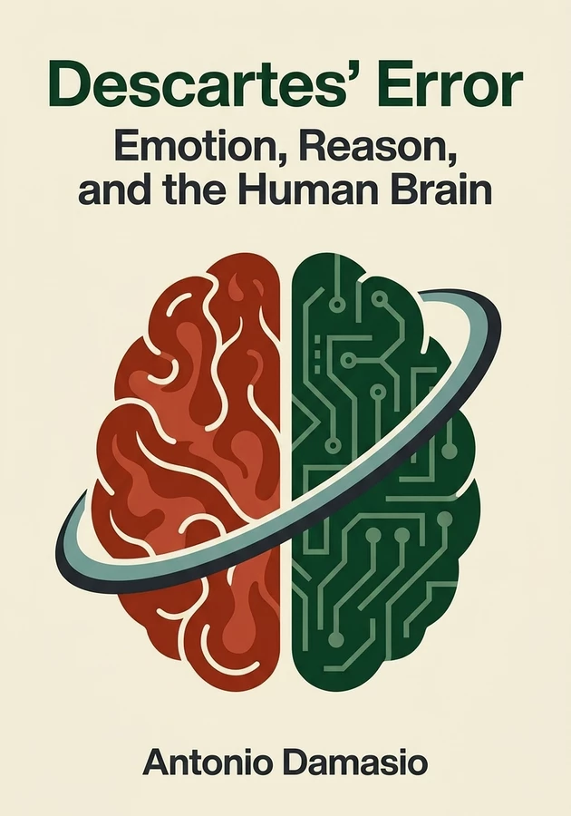 Book cover of Descartes’ Error by Antonio Damasio — critical summary review on 12min