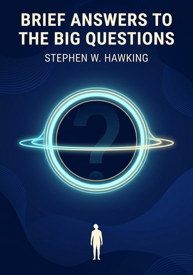 Book cover of Brief Answers to the Big Questions by Stephen W. Hawking — critical summary review on 12min