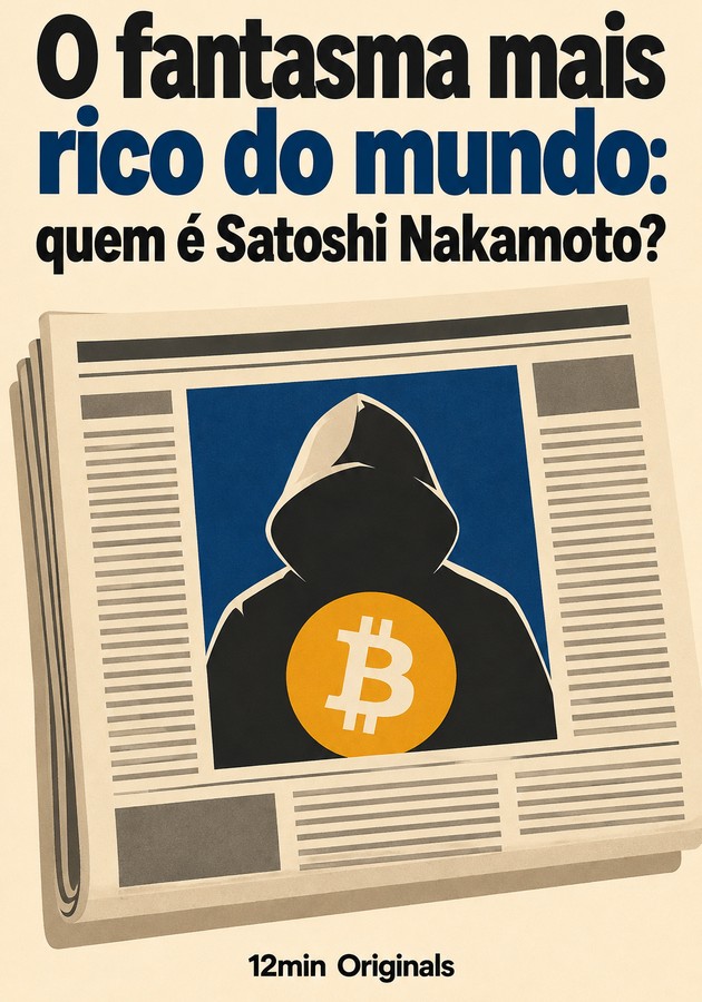 Capa do livro O fantasma mais rico do mundo: quem é Satoshi Nakamoto?, de 12min Originals — resumo e resenha crítica no 12min