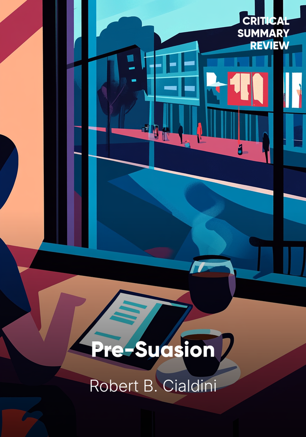 Book cover of Pre-Suasion by Robert B. Cialdini — critical summary review on 12min