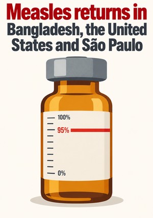 Book cover of Measles returns in Bangladesh, the United States and São Paulo by 12min Originals — critical summary review on 12min