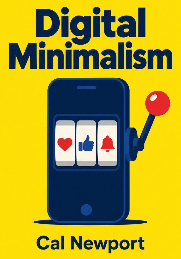 Book cover of Digital Minimalism by Cal Newport — critical summary review on 12min