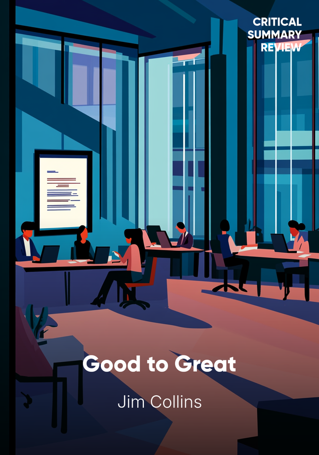 Book cover of Good to Great by Jim Collins — critical summary review on 12min