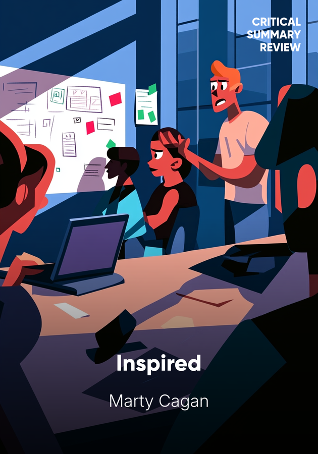 Book cover of Inspired by Marty Cagan — critical summary review on 12min