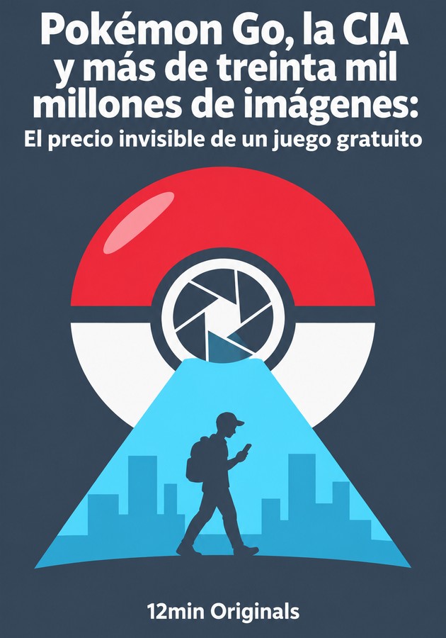 Portada del libro Pokémon Go, la CIA y más de treinta mil millones de imágenes: El precio invisible de un juego gratuito, de 12min Originals — resumen crítico y reseña en 12min