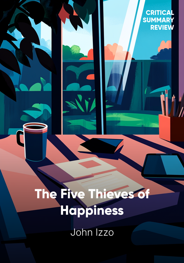 Book cover of The Five Thieves of Happiness by John Izzo — critical summary review on 12min