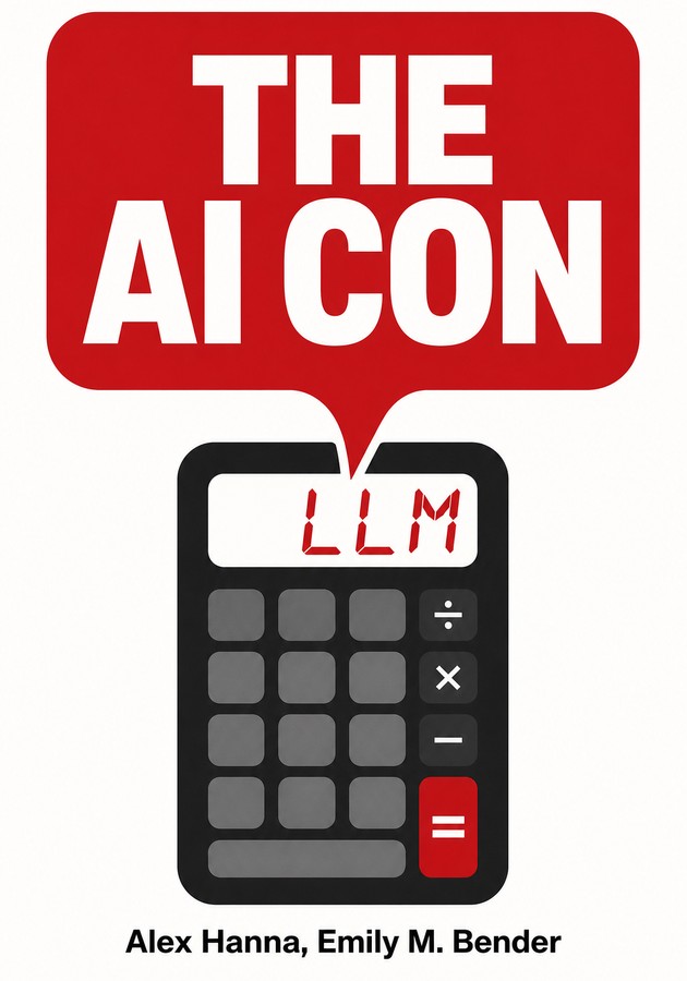 Capa do livro THE AI CON, de Alex Hanna & Emily M. Bender — resumo e resenha crítica no 12min