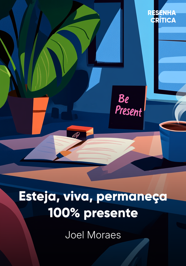 Capa do livro Esteja, viva, permaneça 100% presente, de Joel Moraes — resumo e resenha crítica no 12min