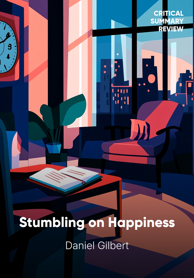 Book cover of Stumbling on Happiness by Daniel Gilbert — critical summary review on 12min