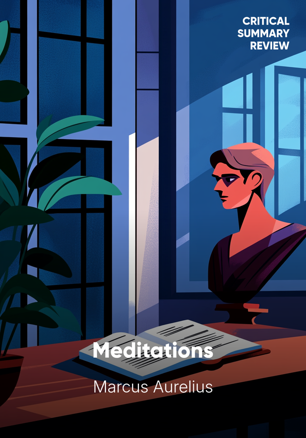 Book cover of Meditations by Marcus Aurelius — critical summary review on 12min