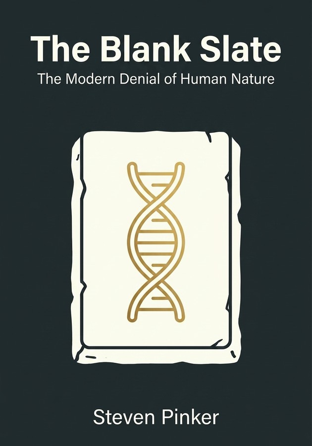 Book cover of The Blank Slate by Steven Pinker — critical summary review on 12min