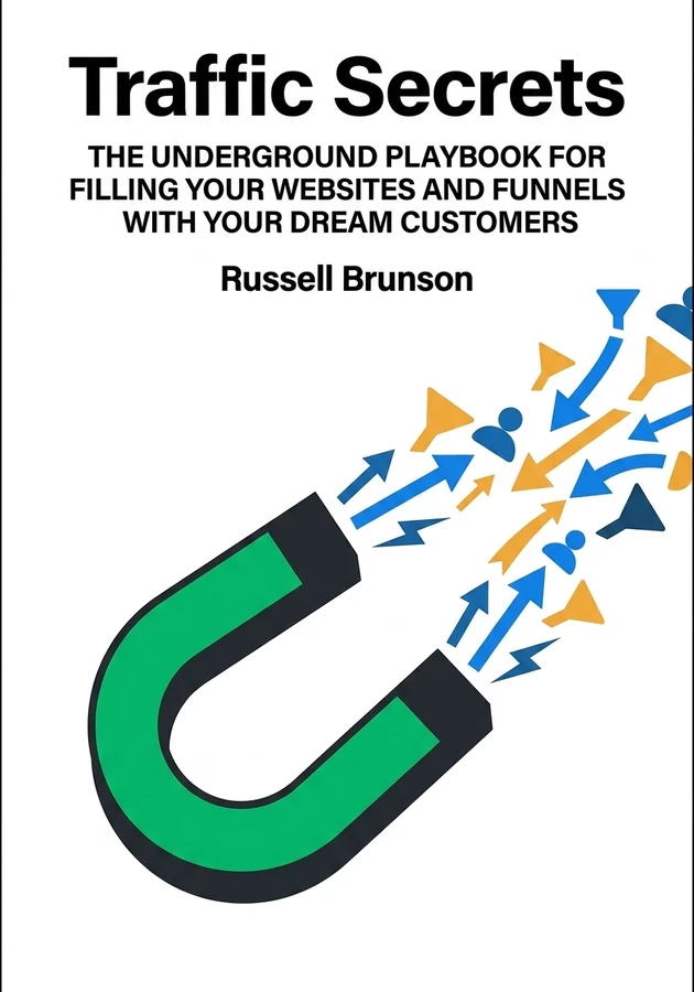 Book cover of Traffic Secrets by Russell Brunson — critical summary review on 12min