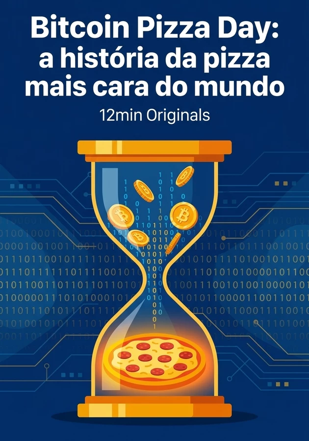 Capa do livro Bitcoin Pizza Day: a história da pizza mais cara do mundo , de 12min Originals — resumo e resenha crítica no 12min