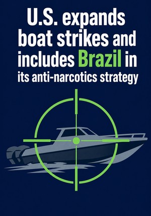 Book cover of U.S. expands boat strikes and includes Brazil in its anti-narcotics strategy by 12min Originals — critical summary review on 12min