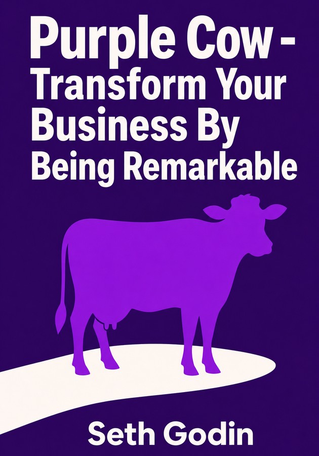 Capa do livro Purple Cow - Transform Your Business By Being Remarkable, de Seth Godin — resumo e resenha crítica no 12min