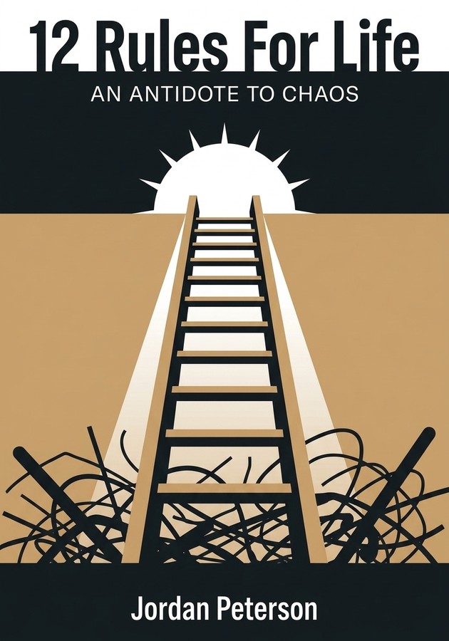 Book cover of 12 Rules For Life by Jordan Peterson — critical summary review on 12min