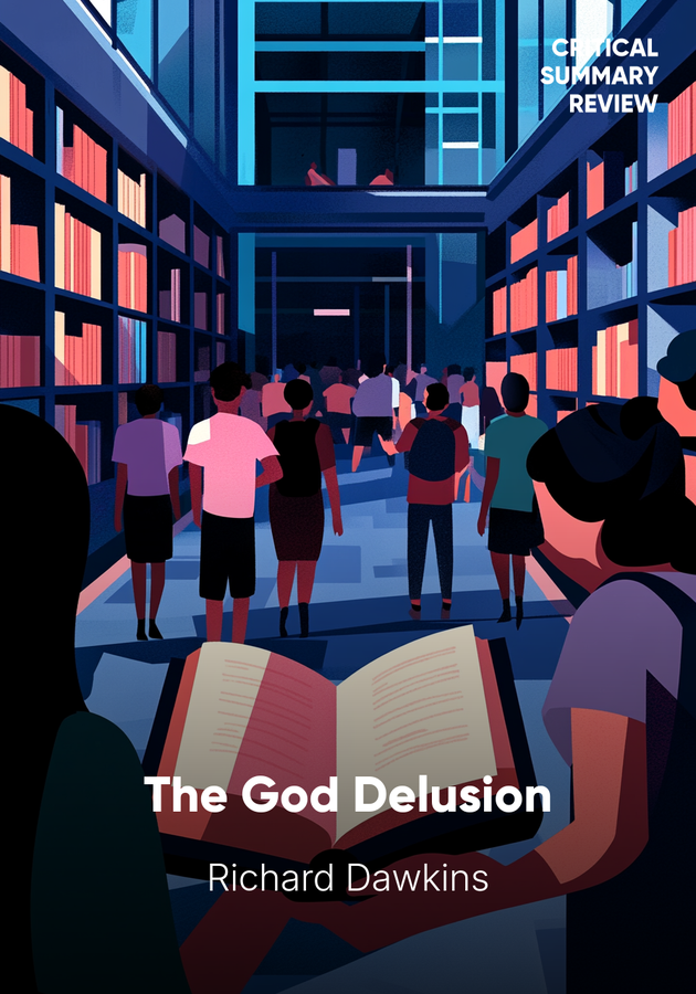 Book cover of The God Delusion by Richard Dawkins — critical summary review on 12min