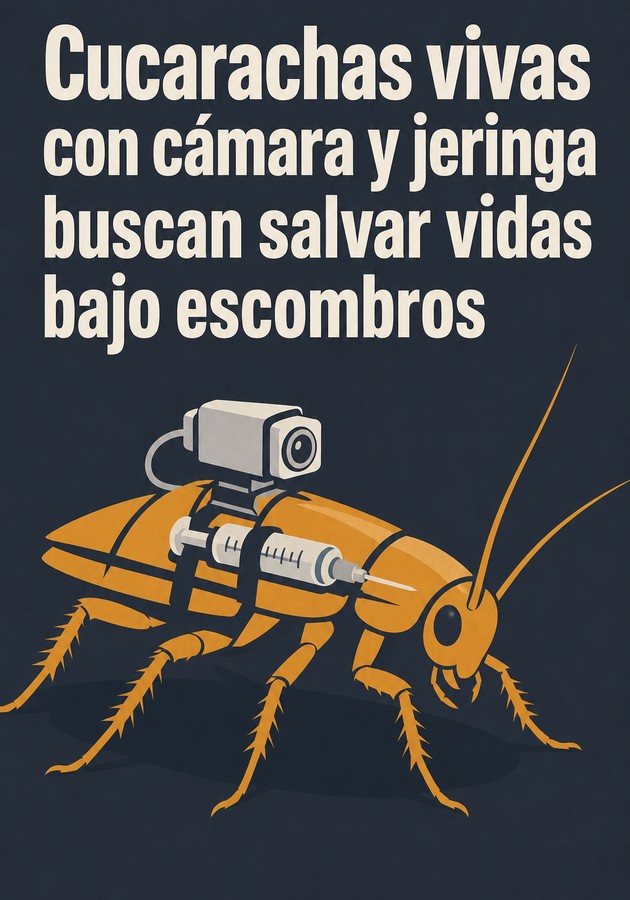 Portada del libro Cucarachas vivas con cámara y jeringa buscan salvar vidas bajo escombros, de 12min Originals — resumen crítico y reseña en 12min