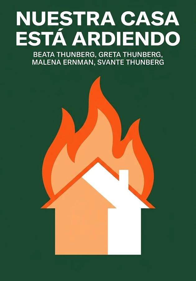 Portada del libro Nuestra casa está ardiendo, de Beata Thunberg & Greta Thunberg & Malena Ernman & Svante Thunberg — resumen crítico y reseña en 12min