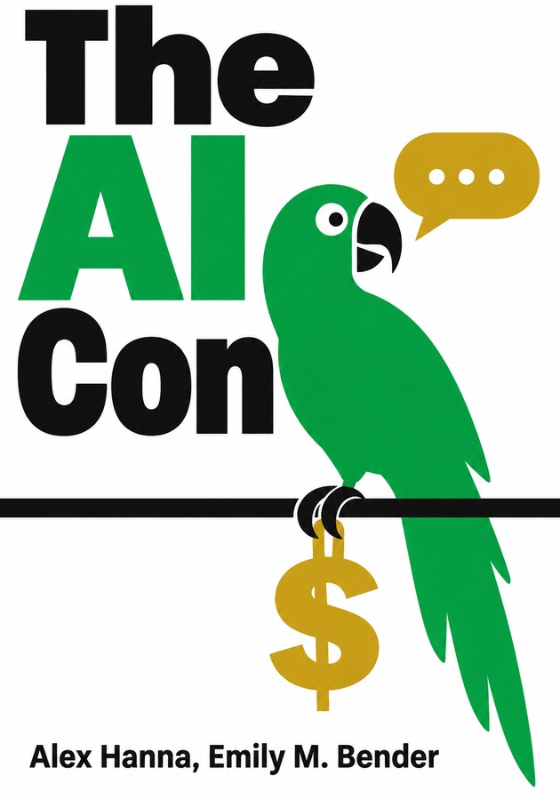 Portada del libro The AI Con, de Alex Hanna & Emily M. Bender — resumen crítico y reseña en 12min