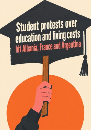 Book cover of Student protests over education and living costs hit Albania, France and Argentina by 12min Originals — critical summary review on 12min