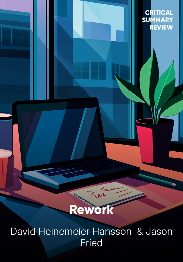 Book cover of Rework by Jason Fried — critical summary review on 12min
