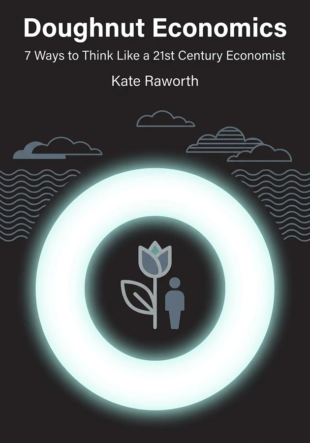 Book cover of Doughnut Economics by Kate Raworth — critical summary review on 12min