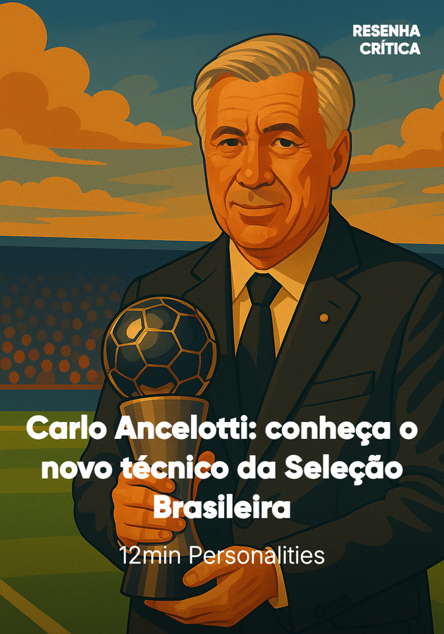 Capa do livro Carlo Ancelotti: conheça o novo técnico da Seleção Brasileira, de 12min Personalities — resumo e resenha crítica no 12min