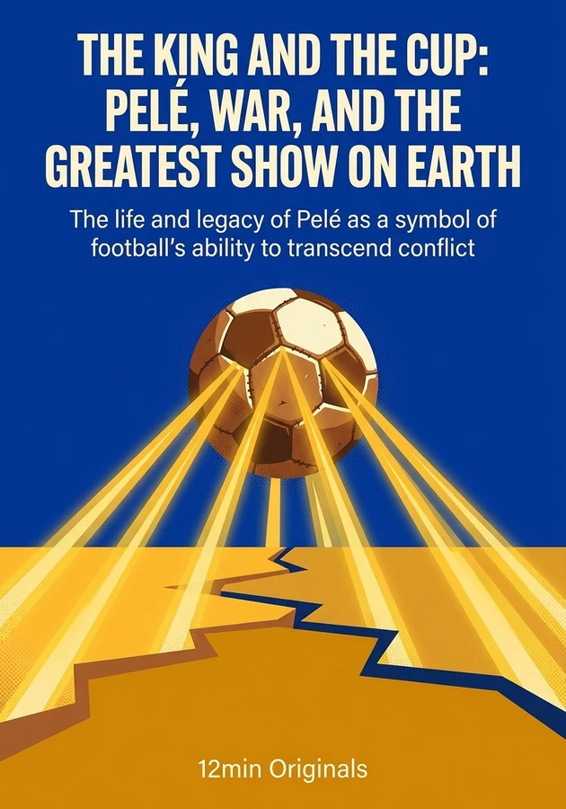Book cover of The King and the Cup: Pelé, War, and the Greatest Show on Earth by 12min Originals — critical summary review on 12min